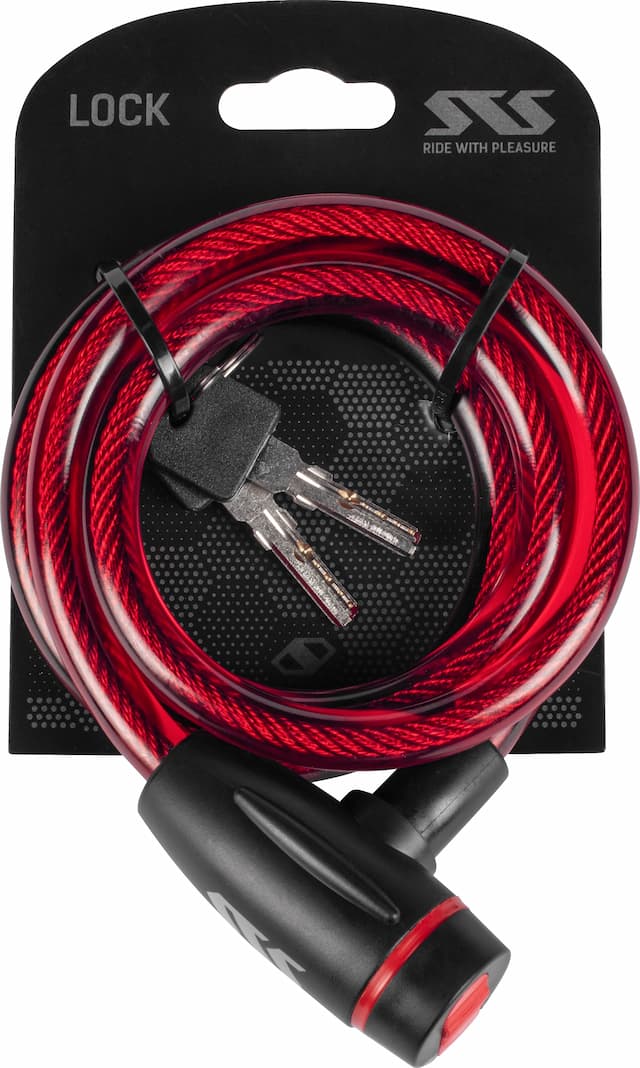 Велозамок STS 2509 12mm x120cm ключ красный