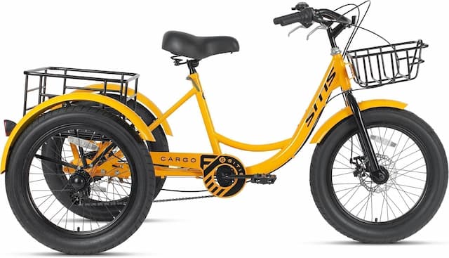 Велосипед трехколесный SITIS CARGO рикша FAT 20 steel (2024) Yellow-Black