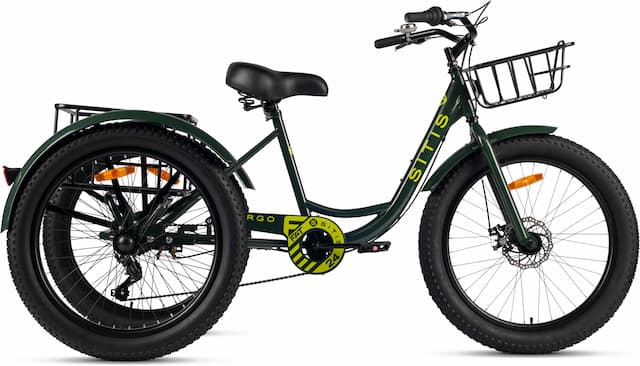 Велосипед трехколесный SITIS CARGO рикша FAT 24" (2024) Black-Green