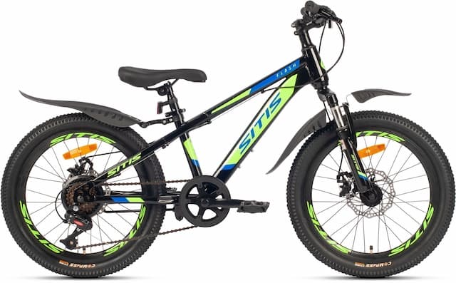 Велосипед SITIS FLASH 20" 7sp (2023) Black-Green-Blue