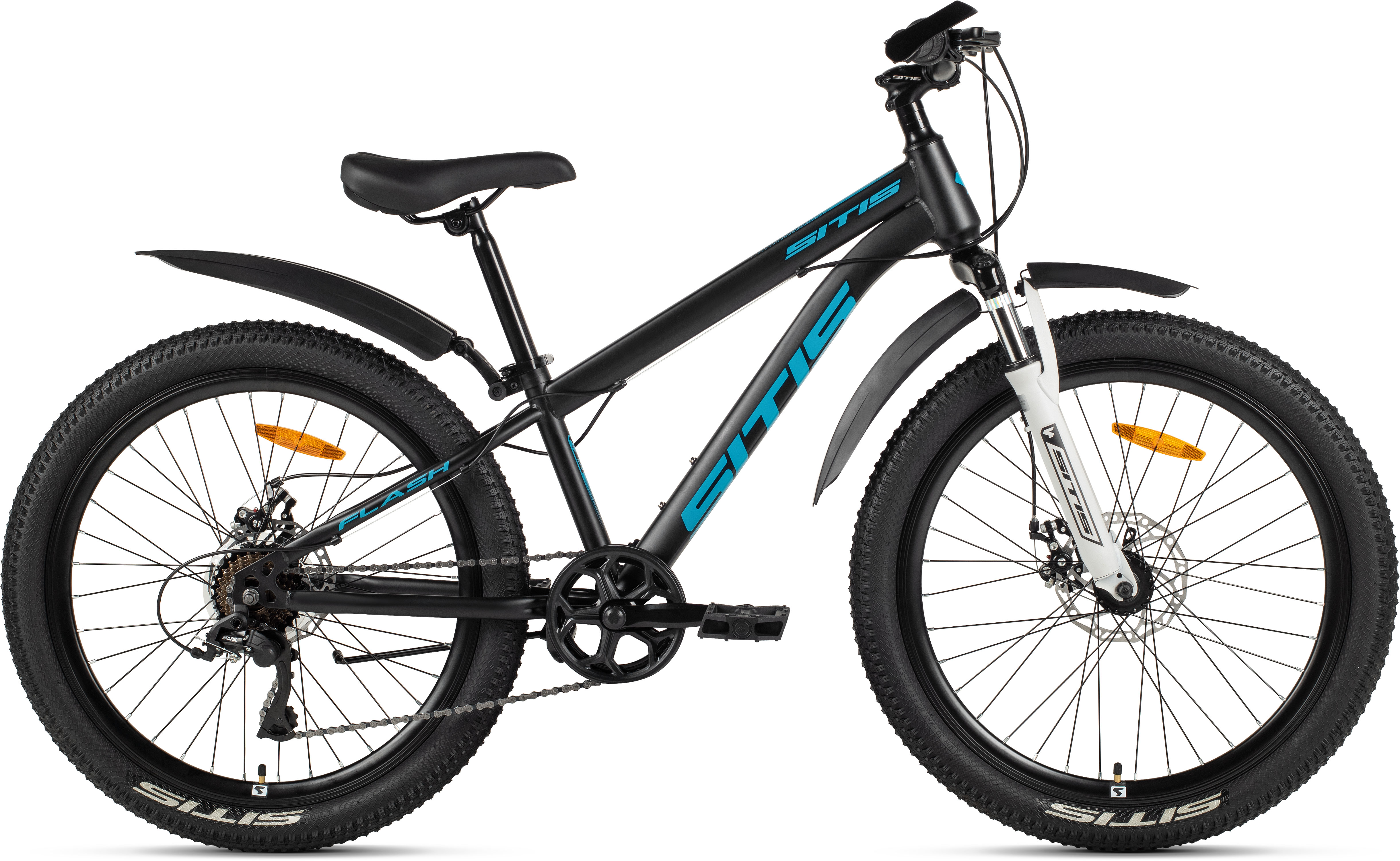 Велосипед SITIS FLASH 7SP 24" (2026) Black-Tuquoise-White