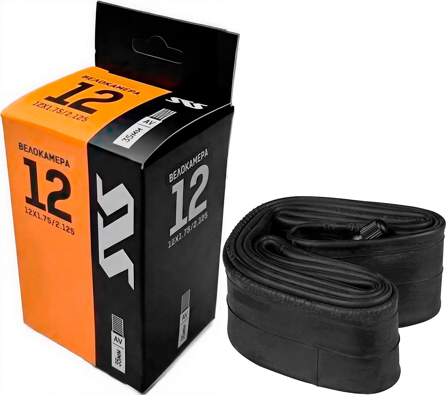 Велокамера STS 12x1,75-2,125 авто.нип 35мм инд.уп